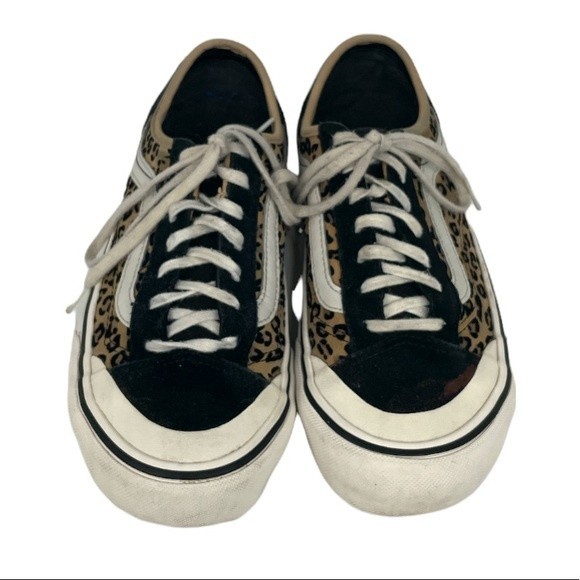 Vans Old Skool Suede Animal Print Low Top Sneakers Black Tan Size 7 - Picture 2 of 11